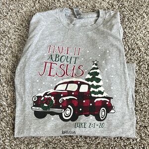 Gildan Gray Christmas Truck Bible verse T-Shirt